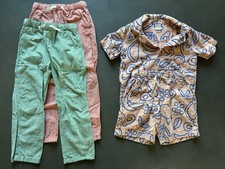 HANNA ANDERSSON Boys Lot 120 6-7 Cotton Pants, Button Up Shirt And Shorts Set
