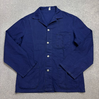 #ad VTG French Jacket Adult Medium Blue Chore Herringbone Workwear Canvas Men GBP 38.49