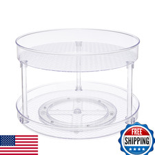 Amazon Basics 2-Tier Lazy Susan Turntable Organizer, 12" Clear, Kitchen Pantry