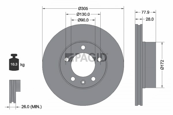 2X Pagid Bremsscheibe InnenbelüFtet Ø305Mm FüR Renault Master II Kasten FD-image