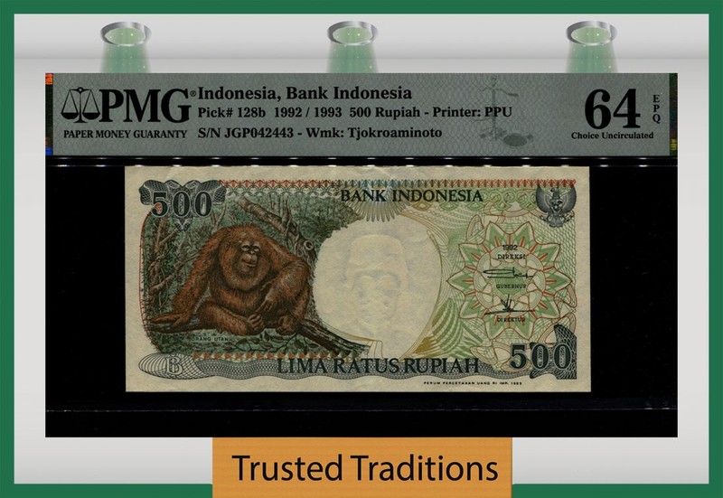 TT PK 128b 1992 /1993 INDONESIA 500 RUPIAH PMG 64 EPQ CHOICE UNCIRCULATED