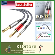 Audio Y-Splitter Cable 3.3ft 1/8in to Dual 1/4in Stereo Breakout, High Fidelity