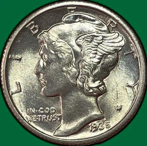 1935 Mercury Dime Choice Almost Uncirculated AU+/UNC Coin #36877