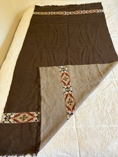 Sanskriti Vintage Long Pure Woollen Brown Woven Kullu Shawl Scarf Throw Stole