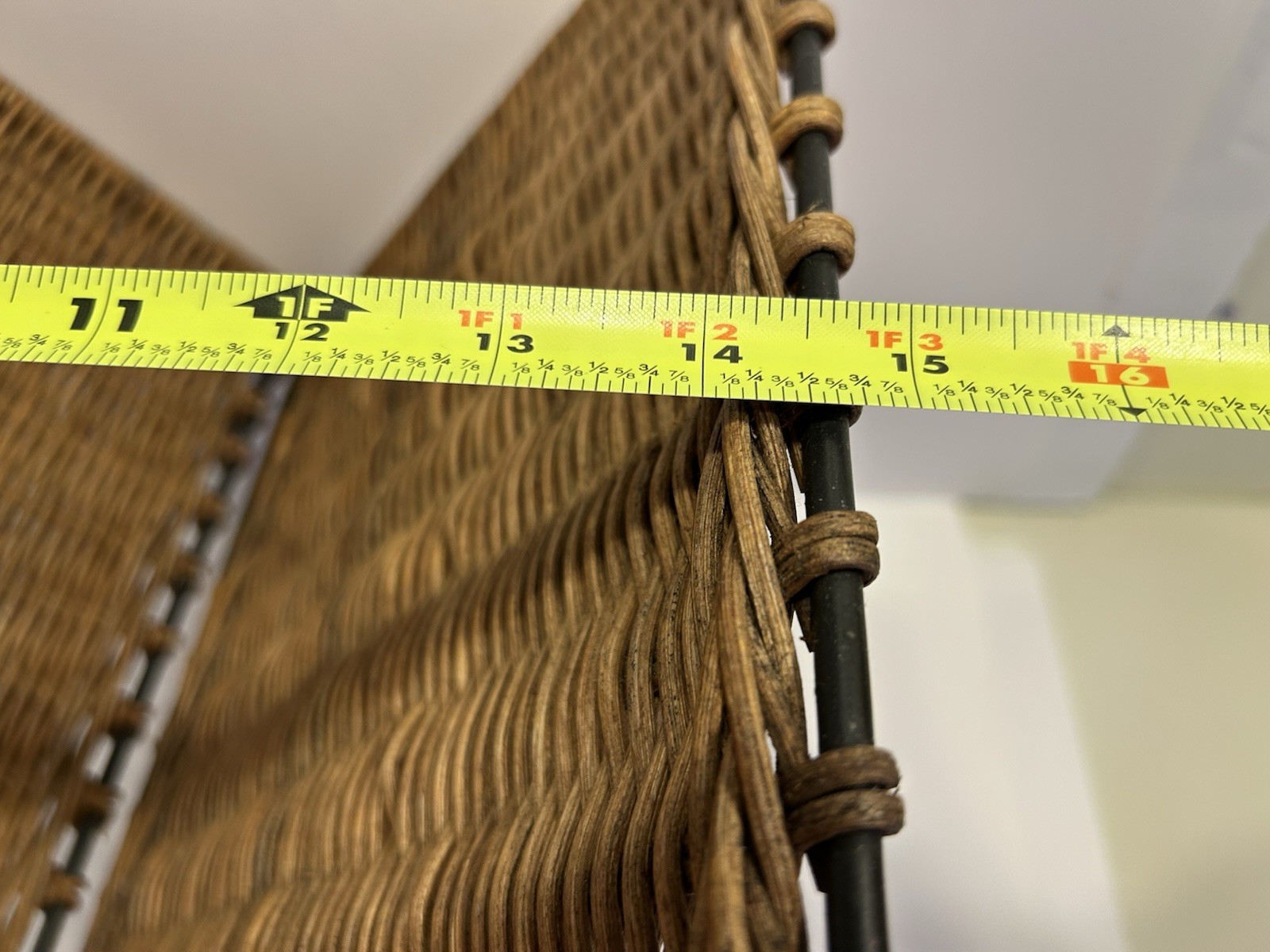 Vintage Mid Century Modern Magazine Holder Rattan Wicker Iron