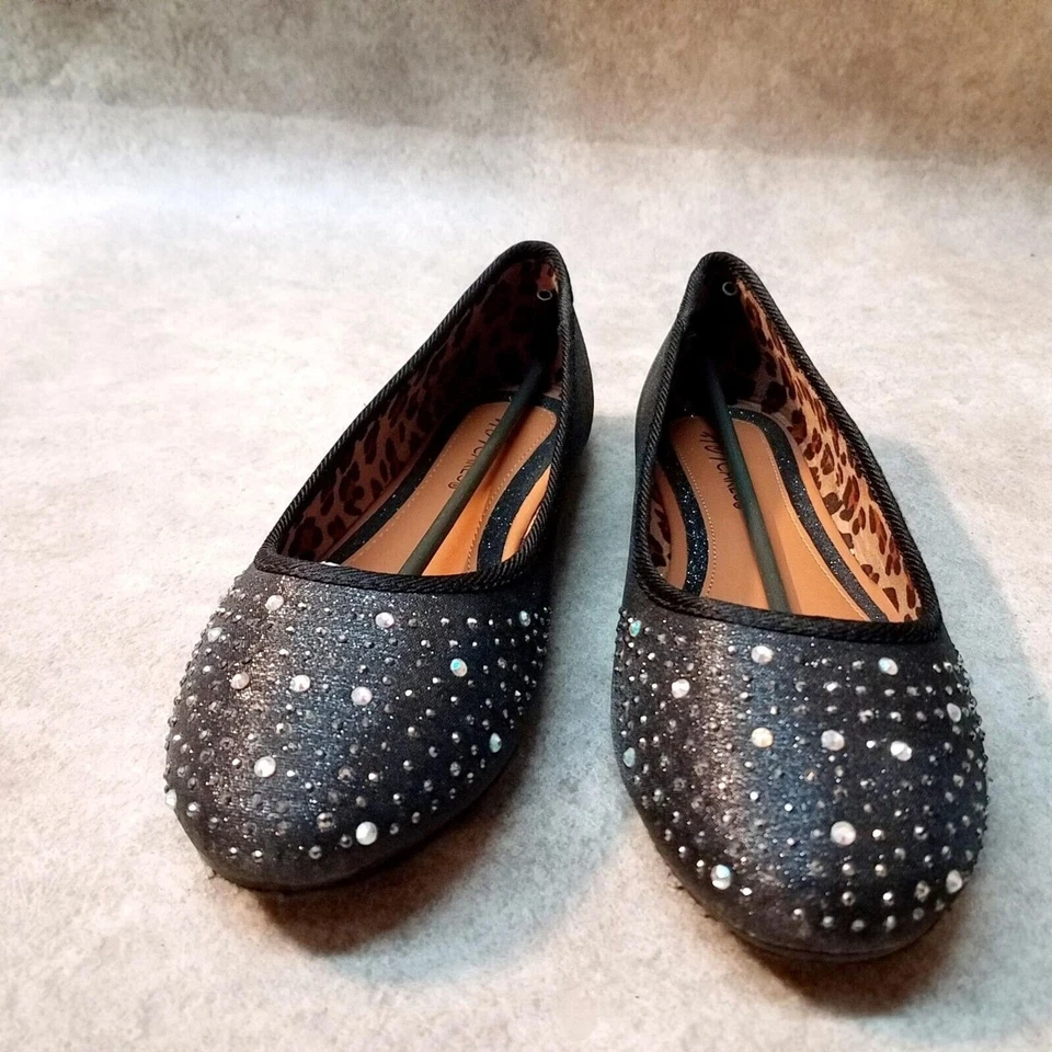HotCakes Womens Gusto Size 4 Black Rhinestones Slip On Ballet Flats - Image 2 of 4