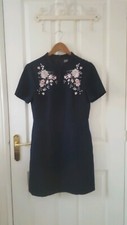 Oasis Navy Embroidered Dress Size 10