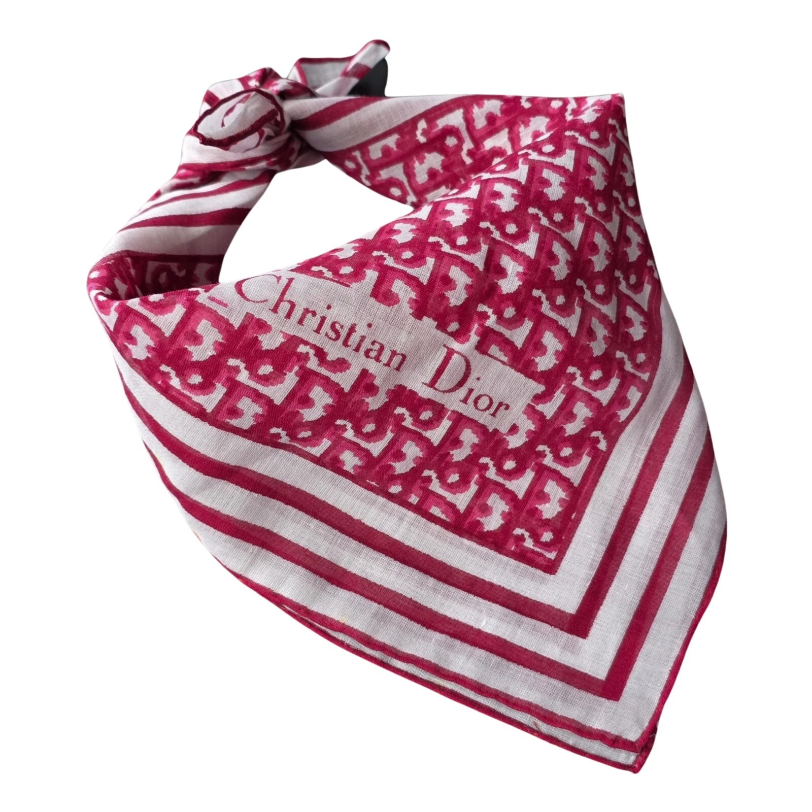 Foulard foulard vintage jamais utilisé Christian Dior logo monogramme bandana rouge