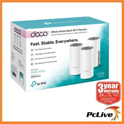 NEW TP-Link Deco E4 3 pack AC1200 Whole Home Mesh WiFi System Wireless Router - image 1 of 4