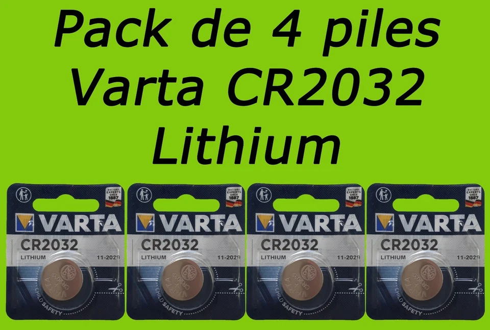 LOT 4 PILES BOUTON LITHIUM VARTA CR2032 6032 3V 230mAh - sous blister