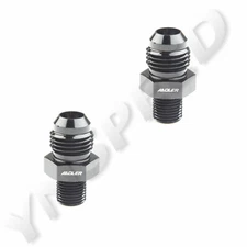 US SHIP 2PCS 6AN AN6 Male Flare To M10x1.0mm Straight Fuel Fitting Adapter Black