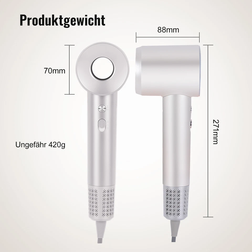 1800W Ionen Föhn Haartrockner Hair Dryer Schnelltrocknender Weiß 120,000 RPM Pro - Bild 2 von 4