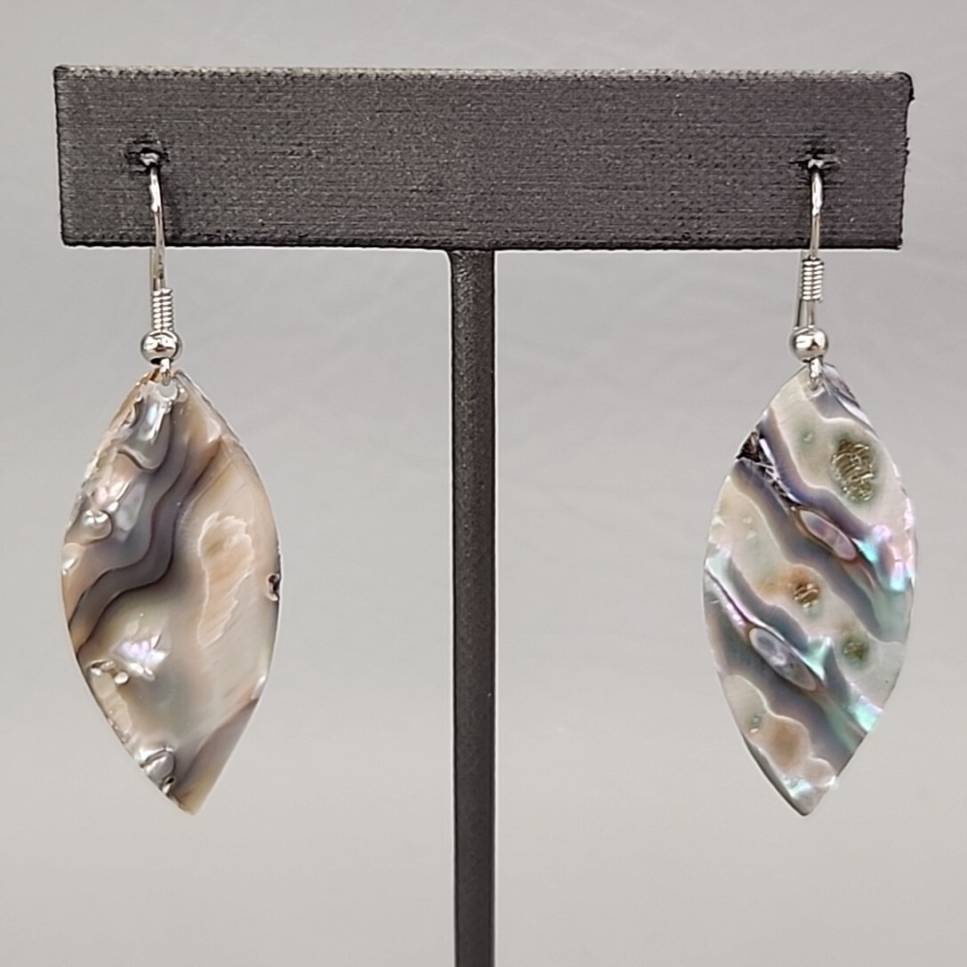 Abalone Pierced Earrings Dangle Shell Marquise Sh… - image 1