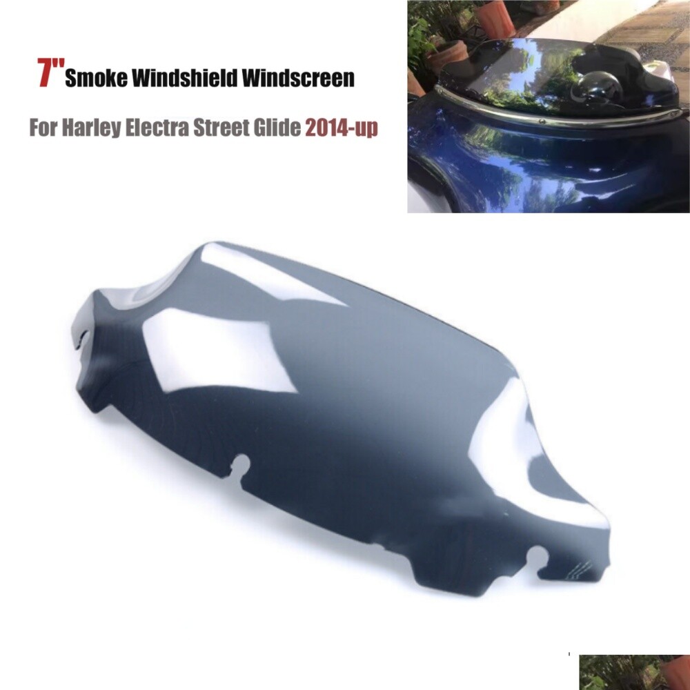 10.5 Wave Windshield For Harley Touring Electra Street Tri Glide 14-21 Smoke US