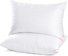 Juego De 2 Almohadas De Pluma De Ganso Para Dormir Tama O Queen Blanco NEW