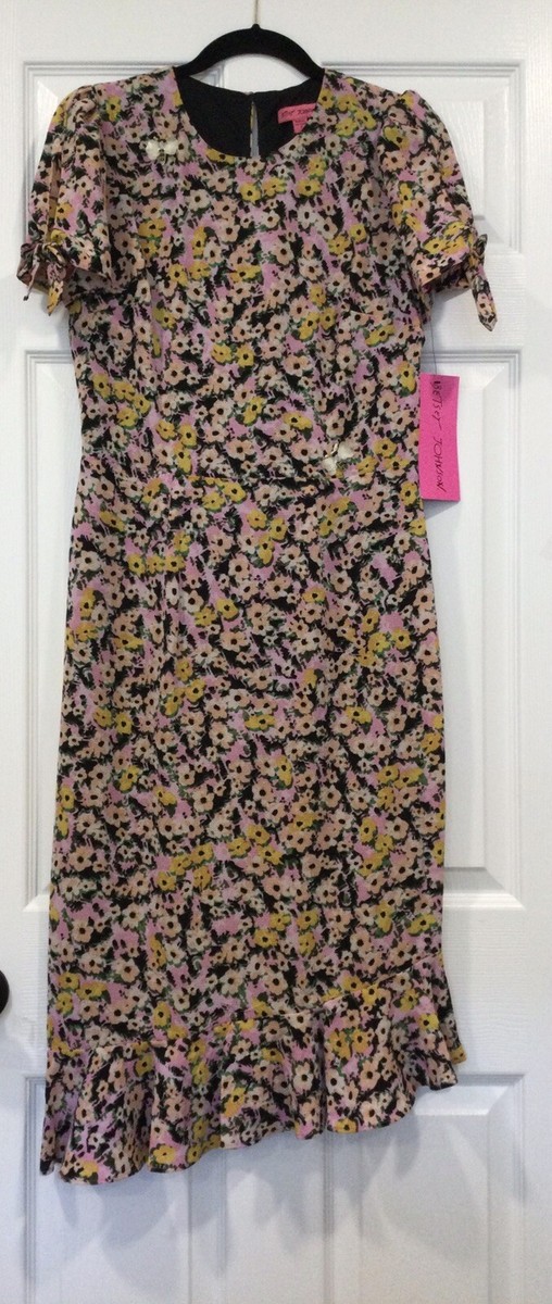navy blue dress for baby girl BETSEY JOHNSON Asymmetric Neckline Dress Pink Fuchsia Scuba Crepe VNeck Sz  14W