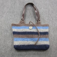 Whiteknits Tote Bag Womens Blue Striped Felte...