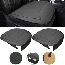 2x Black Car Seat Covers Leather Front Seat Bottom Universal Fit Sedan SUV Truck