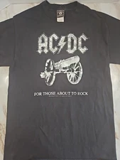 Vintage Black AC/DC Band Thermal Long Sleeve Shirt Rock Concert w/silver 2006