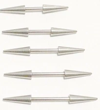 PAIR 1/2" Tapered Spikes 14g Nipple Barbells. Surgical Steel 316L. 5 Lengths.
