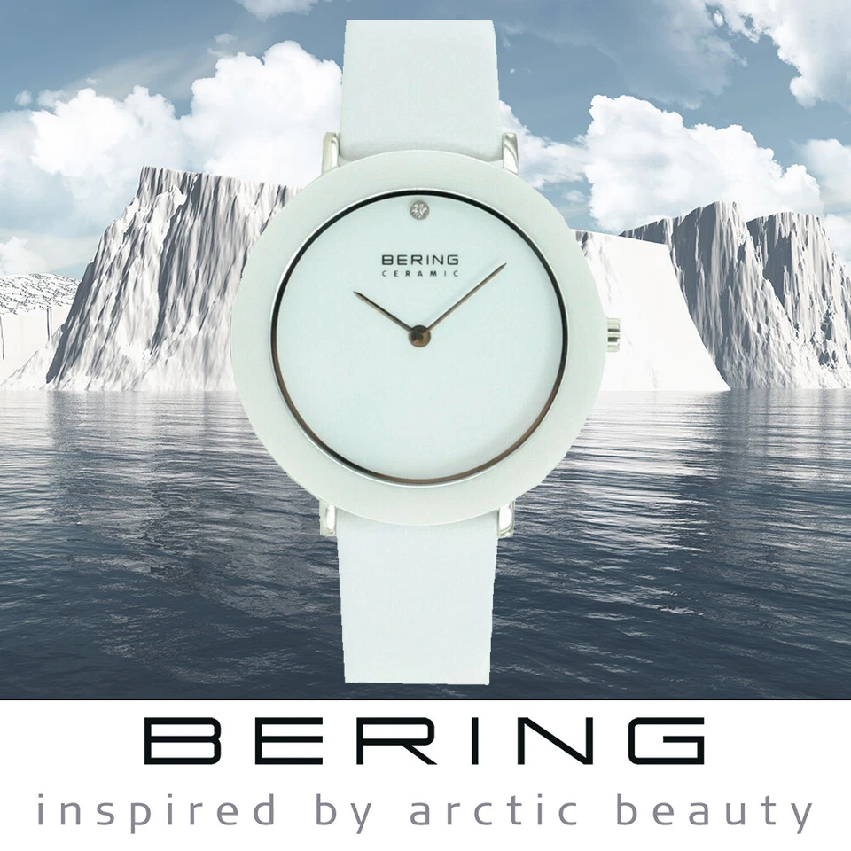 Bering Time Ceramic Stainless Steel Case & White Strap Women's Watch. 11435-654 - Image 4 of 4
