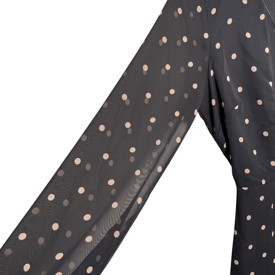 Vestido Windsor Para Mujer Grande Negro Metálico Envolvente Corbata Cuello en V Transparente Mini Corto Foto 4 de 4