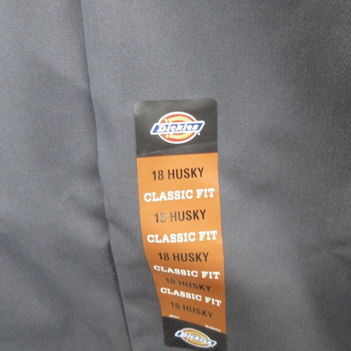 Dickies Boys Flat Front Pants 18 Husky Charcoal Gray Classic Fit Straight LegNew - Picture 2 of 11
