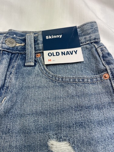 Old Navy NEW High Rise Distressed Denim Jean Shorts Adjustable Waist Kids Size 8 - Picture 2 of 8