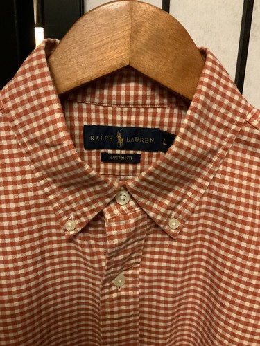 Polo Ralph Lauren Button Up Shirt Mens L Red Check Long Sleeve Heavy Cotton - Picture 3 of 5