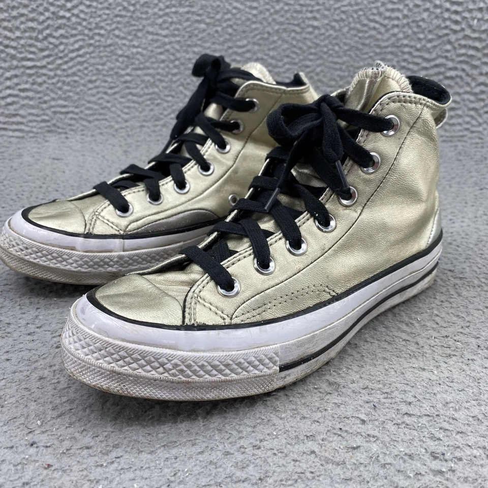 Converse Chuck Taylor Shoe Women 7 Metallic Gold Sneaker Academia Y2k Basketball - Image 3 of 4