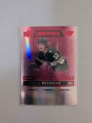 2021-22 UD Credentials Debut Ticket Access Red RC #117 Adam Beckman /199