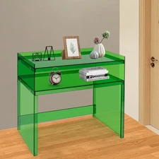 NEW Acrylic Desk Small Entryway Table with Open Shelves Entry Table 100*30*80cm