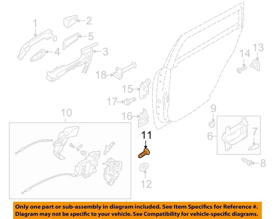 Subaru Impreza 1998-2001 Juego de 3 puertas pestillo cerradura montaje tornillo perno OEM Foto 3 de 4
