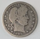 1905 Barber Silver Quarter 25c Good G BSQ9