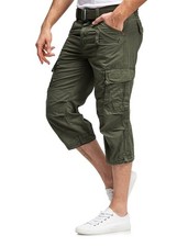Herren Cargo Shorts 3/4 Hose | Bermuda Kurze Hosen | Elastische Taille Mit Taschen