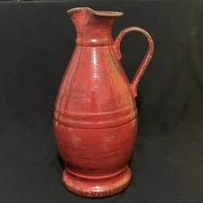 Lava Red Ceramic Pitcher / Vase Decor Made in Italy 11" READ