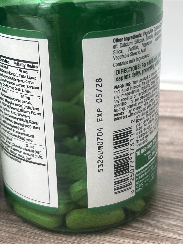 Puritan's Pride High Potency Ultra Man 50 Plus Coated Caplets, 60 Count, 2 Pack - Image 4 of 4