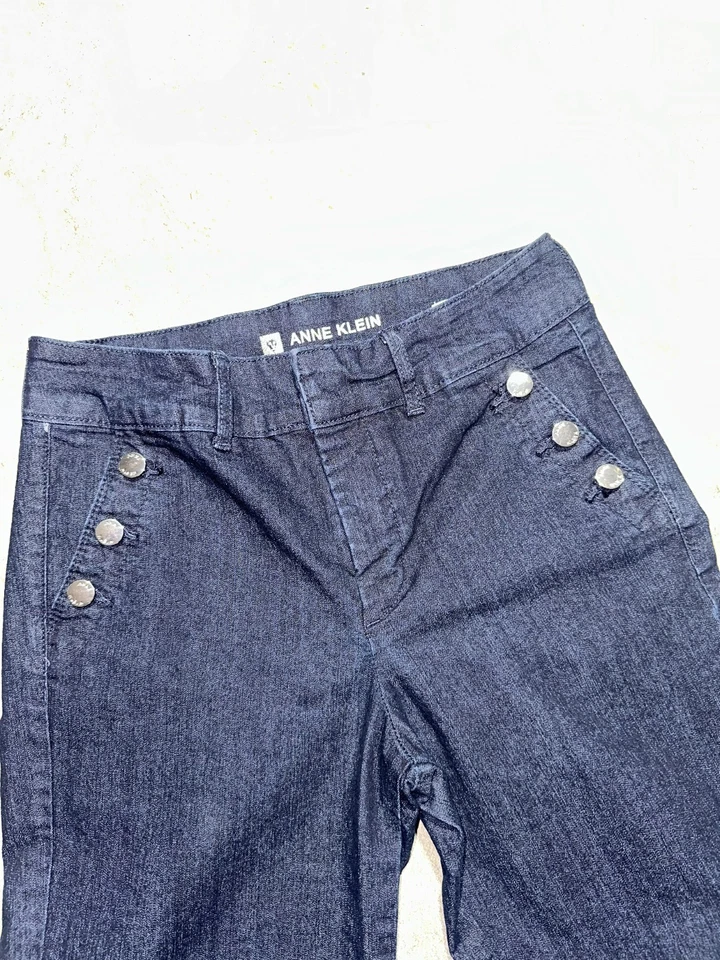 Pantalones de mezclilla elásticos de tiro alto para mujer ANNE KLEIN talla 6 ropa de trabajo Foto 3 de 4