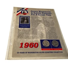 Lot of 2 1960 90% Silver Washington Quarters (25 Years Washington Collection)
