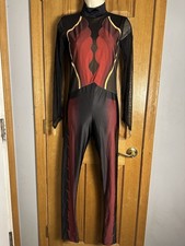 The Line Up Custom Black Red Ombre Mesh Long Sleeve Unitard Dance Costume MA