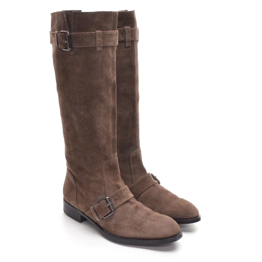 TOD’S Stivali donna Tod's Gomino fibbia ginocchio 36 5 6 5 marrone scamosciato scarpe pull on Italia