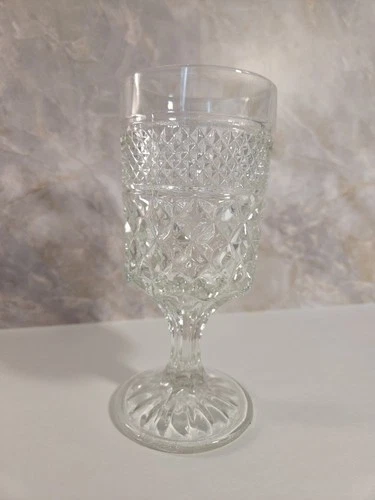 Vintage, ANCHOR HOCKING Goblets Wexford Crystal Diamond Claret Wine Glass 6.5"
