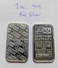 JM Johnson Matthey Assayers & Refiners 1 oz .999 Fine Silver Bar -