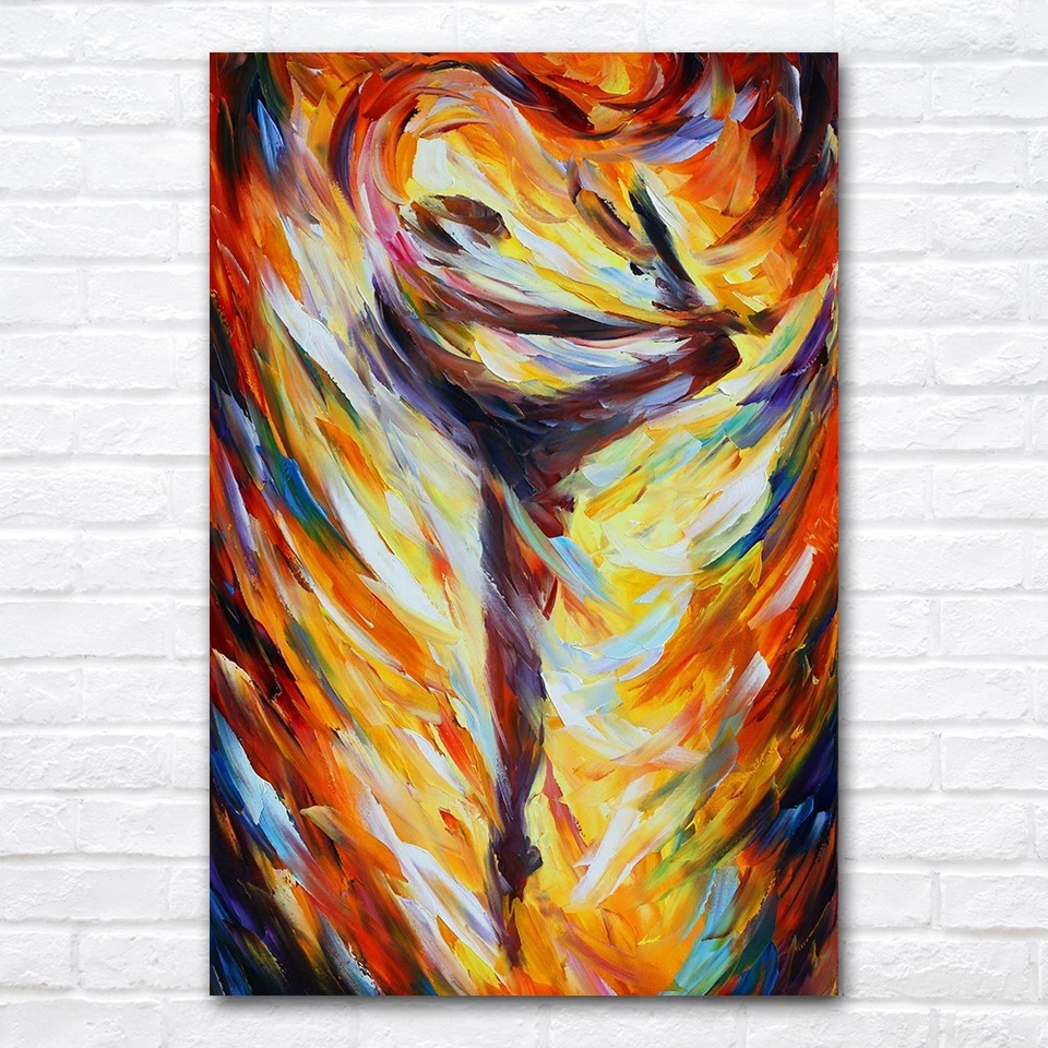 Dancing Girl Canvas Painting Abstract Wall Art Poster & Print Home Decor Mural - Image 3 of 4