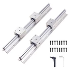 2Pcs SBR16 L300-2000mm Linear Rail  Silde Guide Shaft + 4Pcs SBR16UU Block