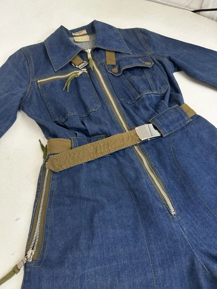 The Market Wild West 70s Denim Jumpsuit Jean Wide Leg Crop Sz Small - Image 4 of 4