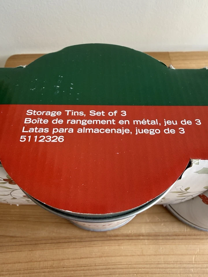 Juego de 3 latas de almacenamiento Pfaltzgraff Winterberry golosinas dulces Foto 3 de 4