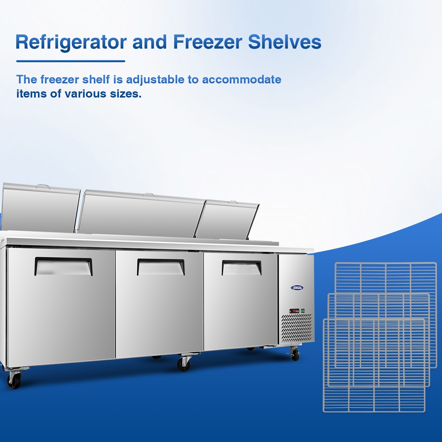 Commercial Refrigerator and Freezer Replaced Shelves Set of 3 Steel Wire Shelves