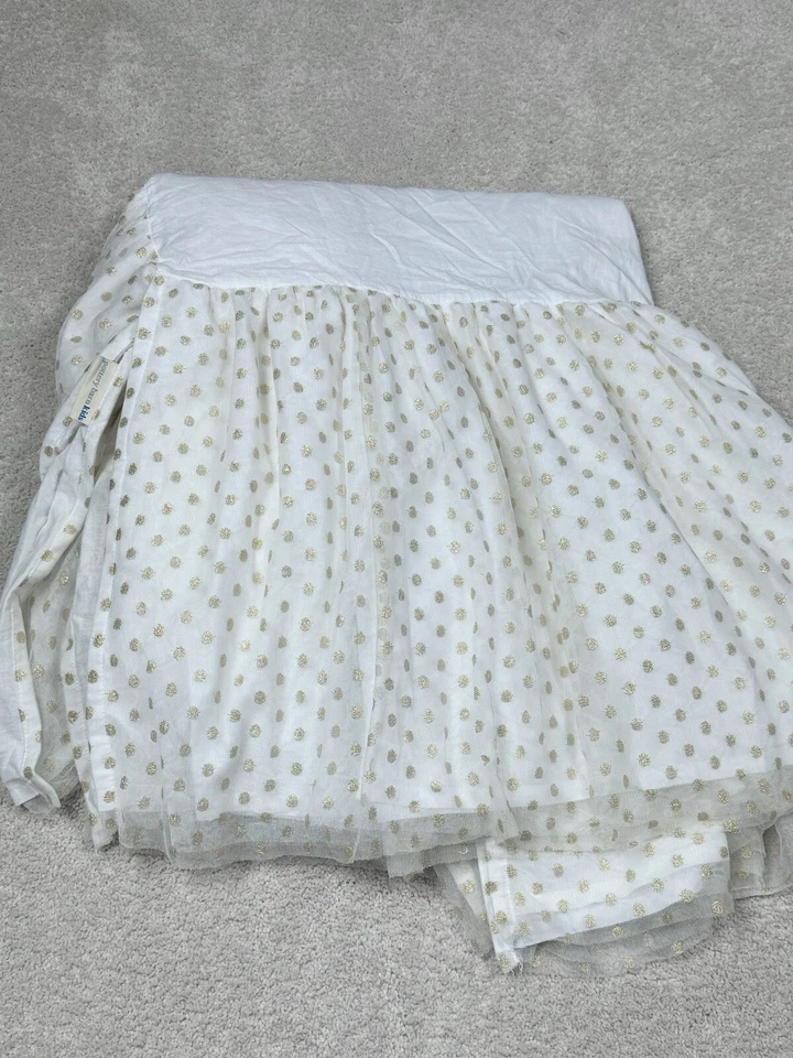 Pottery Barn Niños Bebé Punto Dorado Brillante Blanco Tul Cuna Falda Ropa de Cama Infantil Foto 2 de 4