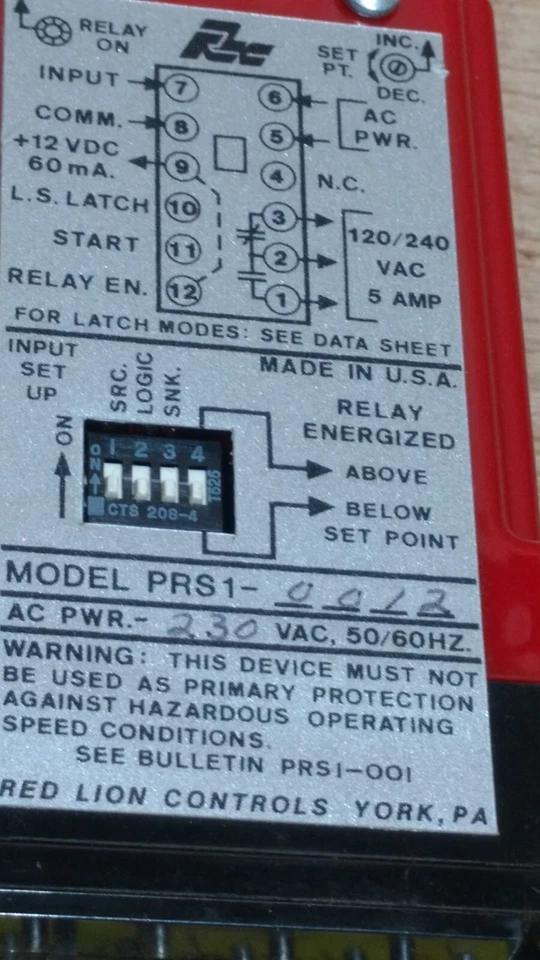 Módulo de relé Red Lion Controls PRS1-0012, 230VAC 50/60HZ NUEVO Foto 2 de 4